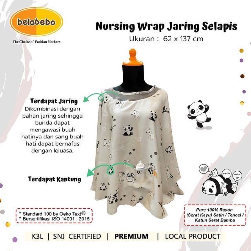 Belabebo Nursing Wrap Selapis Jaring/Nursing apron/Penutup ibu menyusui