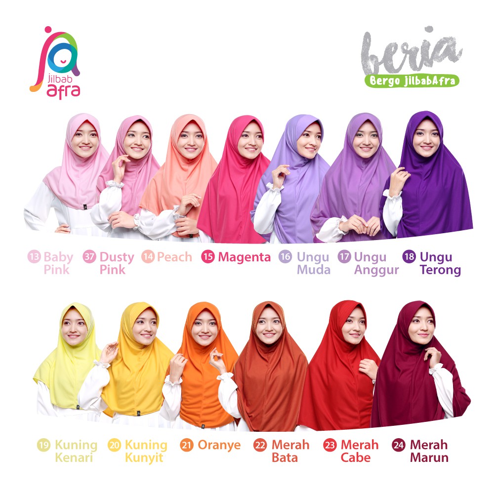 Jilbab Beria - Bergo Jilbab Afra - Hijab Instan Bahan Kaos, Adem, Lembut & Nyaman