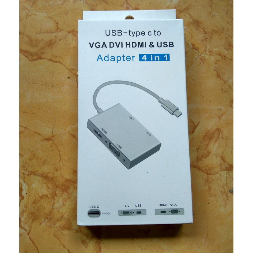 USB 3.1 TYPE C TO VGA HDTV DVI + USB 3.0 Hub ADAPTER 4 IN 1