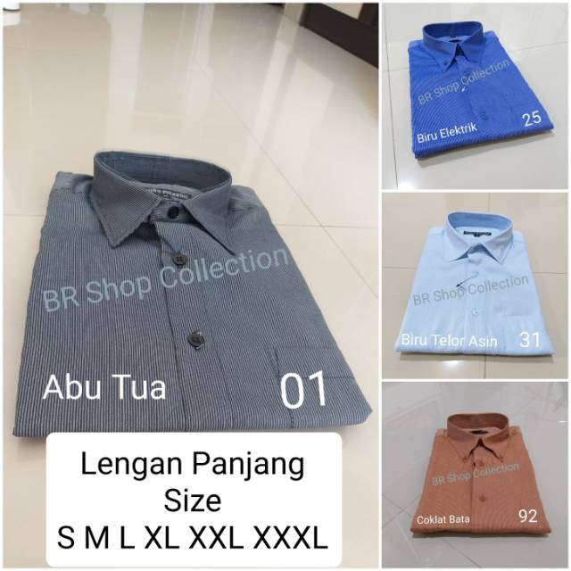 Kemeja Lengan Panjang polos garis halus S M L XL XXL XXXL / Kemeja Kerja / Kemeja Seragam polos