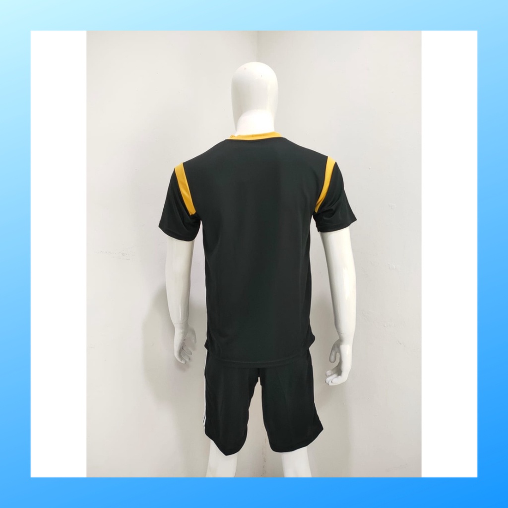 jersey futsal pria kaos sepak bola baju dan celana setelan wanita dewasa t-shirt outfit seragam jarsey kostum olahraga pakaian apparel print sport jersy soccer casual jersi suit AD165 hitam