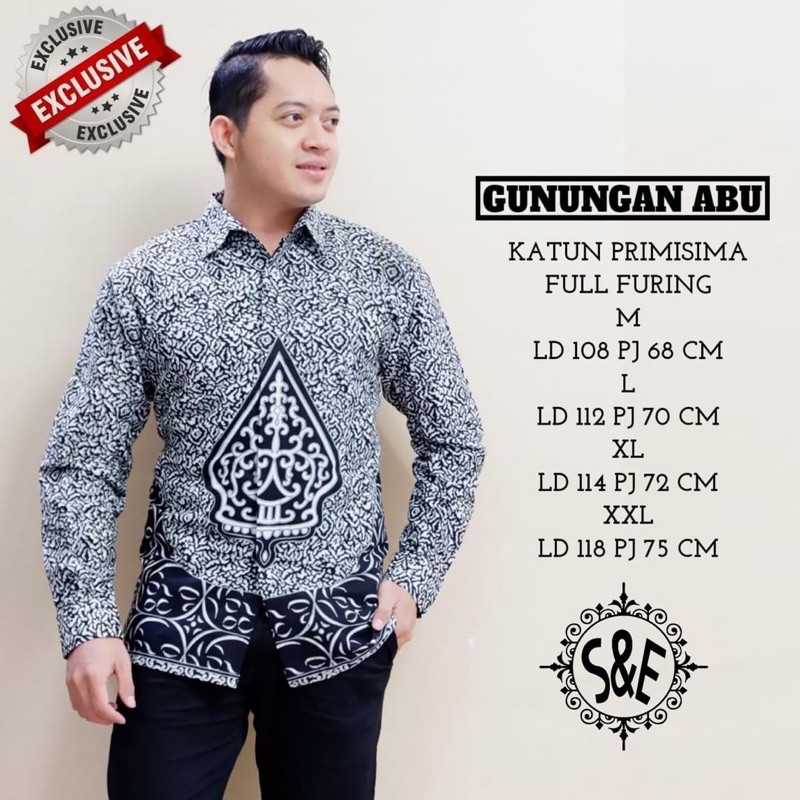 BATIK GUNUNGAN ABU FULL FURING KATUN HALUS SIZE M-XXL HIGH QUALITY