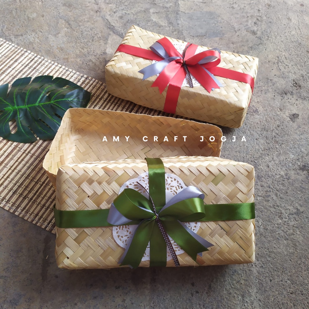 BESEK NATURAL 30 x 15 cm PITA | Besek Persegi Panjang | Besek Jogja | Besek Kue Kering | Hampers