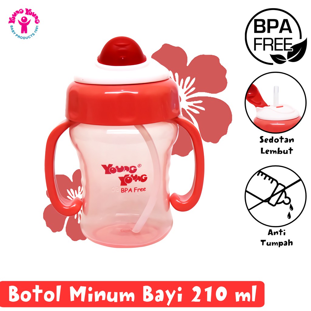 YOUNG YOUNG Botol Minum Bayi Anti Tumpah 210 ML BPA Free Straw Cup Water Bottle IL-901