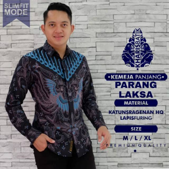 Batik Eksklusif Parang Laksana Bahan Katun Sragenan Batik Lapis Furing Batik Slimfit