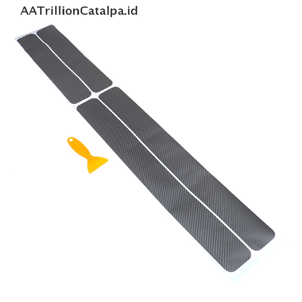 Aatrillioncatalpa 4Pcs Stiker carbon fiber Pelindung pedal Pintu Mobil Warna Abu