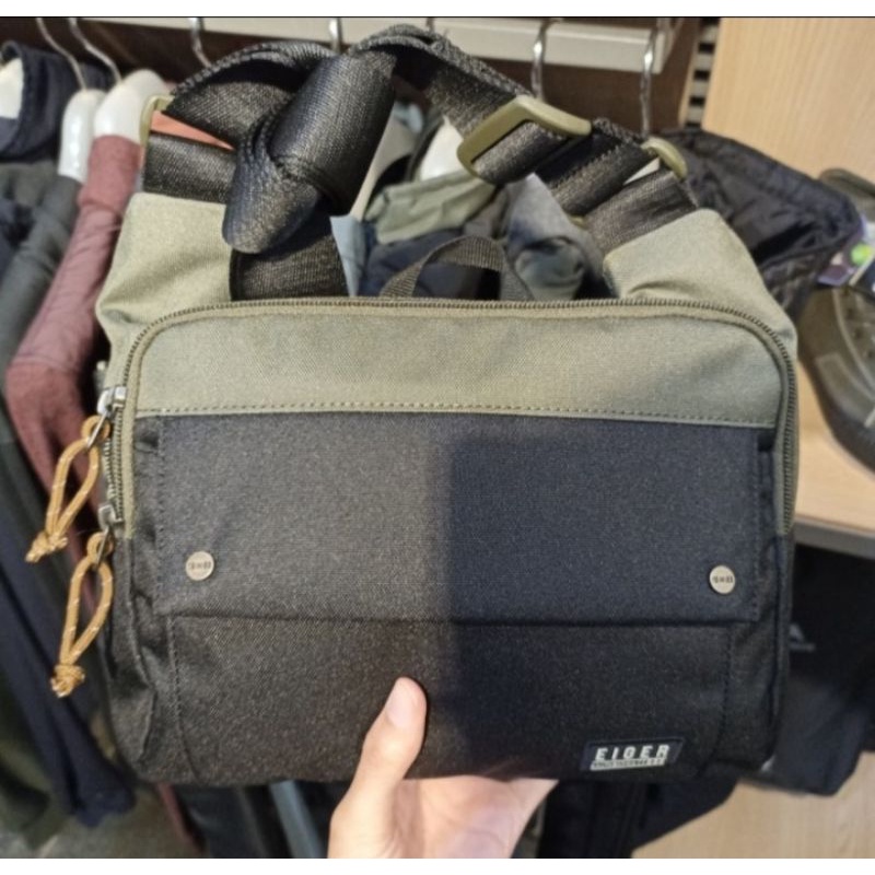 Tas selempang z-heave shoulder slim Elger7983 hitam/hijau original