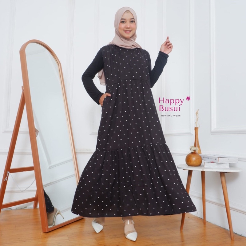 INNER DRESS BUSUI FRIENDLY BUKAAN KANAN KIRI MOTIF POLKADOT BAHAN RAYON VISCOSE PREMIUM KEISYA INNER