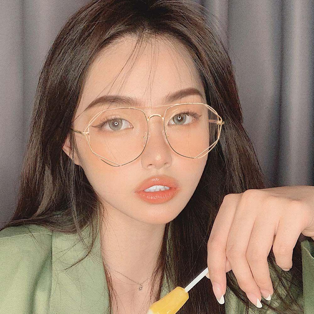 Mxbeauty Kacamata Anti Radiasi Fashion Warna Silver Kacamata Komputer Hollow Metal Gaya Korea Wanita Eyeglasses