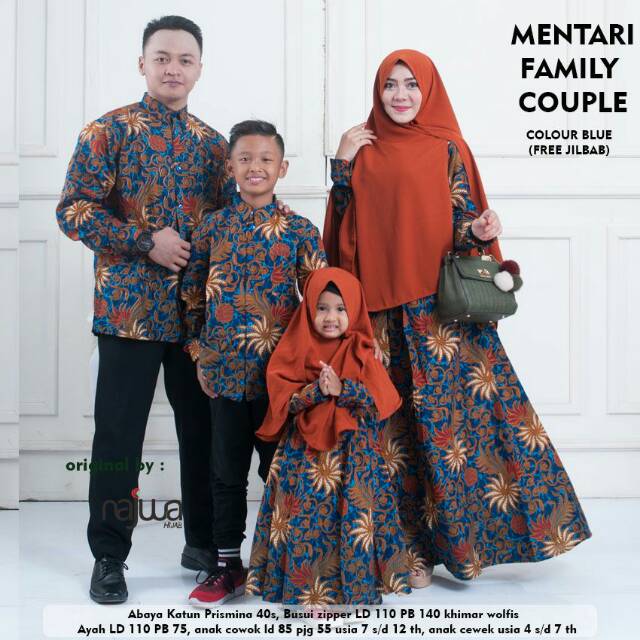 Couple batik family lengkap ayah ibu anak laki dan perempuan.sarimbit keluarga muslim modern elegant