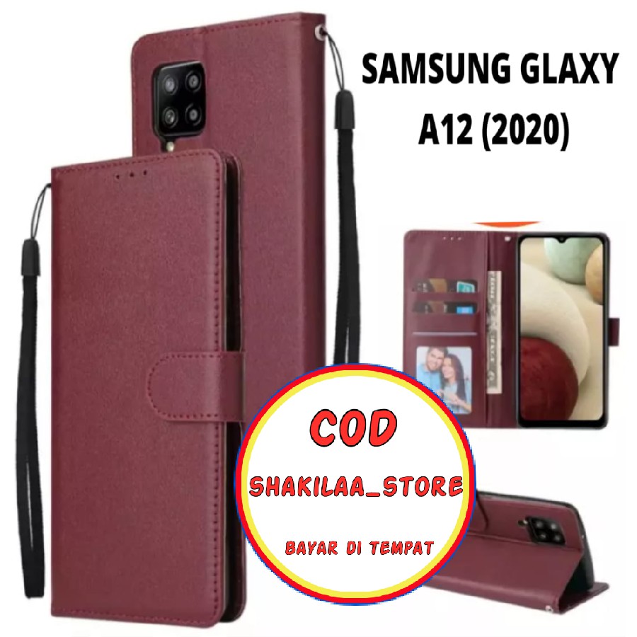 CASE HP SAMSUNG GALAXY A12 2020 - CASING DOMPET-FLIP COVER LEATHER-SARUNG HP