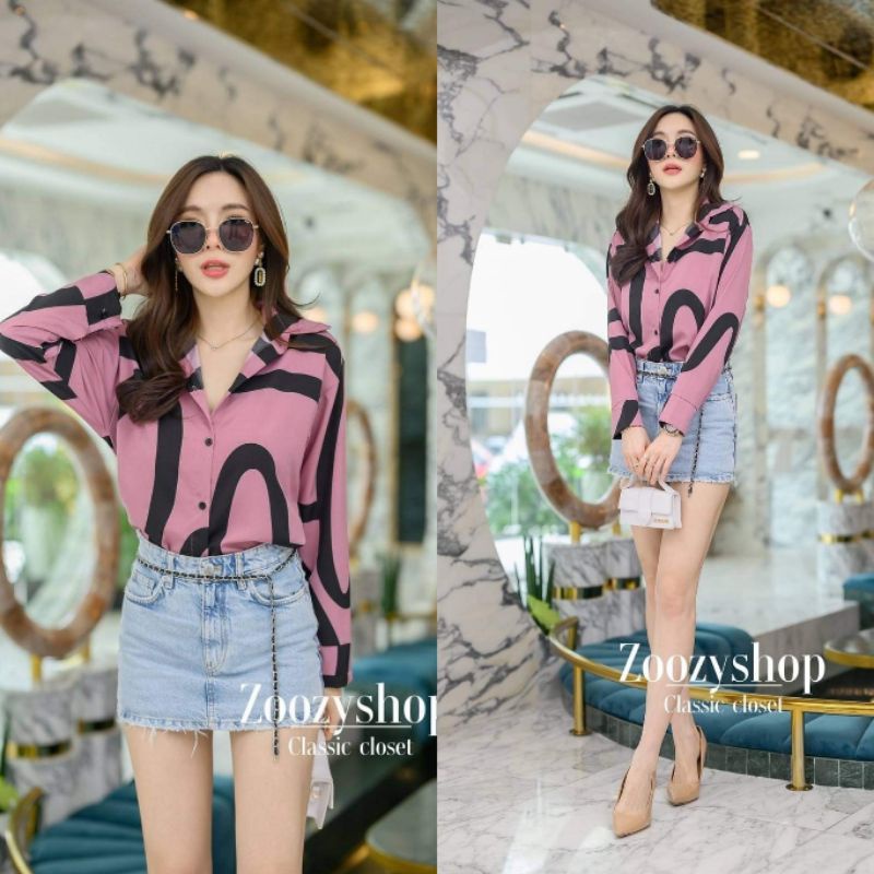 KEMEJA ZOOZY TWOTWICE FASHION WANITA IMPORT BANGKOK CODE 13