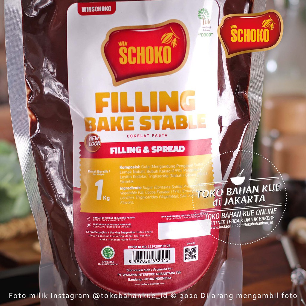 

Schoko Filling BAKE STABLE 1kg Chocolate Selai Coklat Rasa Cokelat