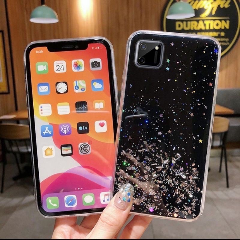 Realme C15, Redmi 9C, Casing Soft Case TPU Bahan Premium Glitter Glossy