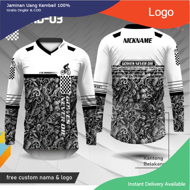 Baju Jersey Gowes KANTONG Belakang lengan panjang | baju sepeda pria