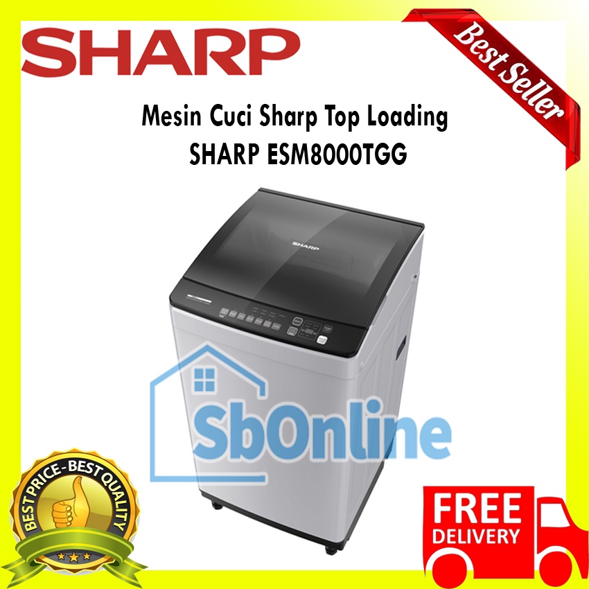 SHARP Mesin Cuci Top Loading 9 Kg - ESM9000TGG