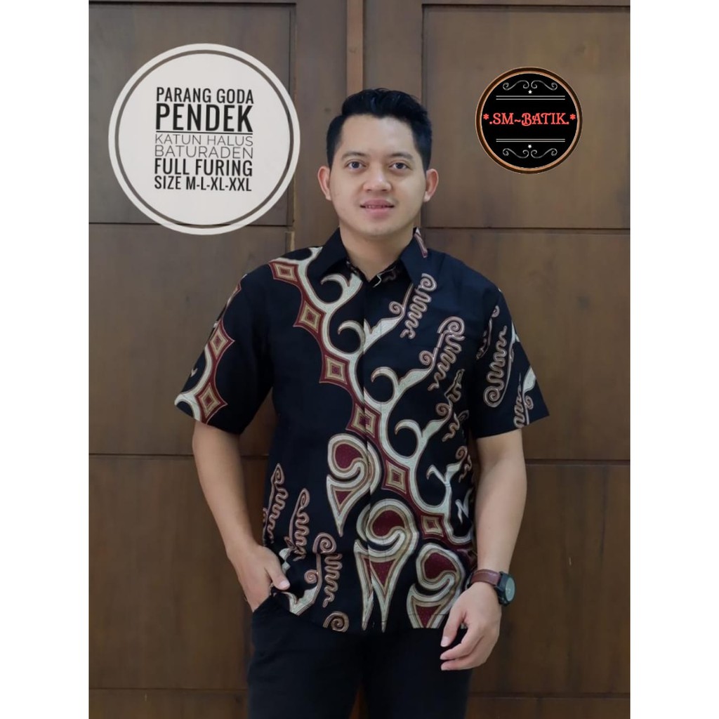 PARANG GODA SM BATIKSOLOAMANAH KEMEJA BAJU BATIK PRIA SOLO LENGAN PENDEK PANJANG LAPIS FURING ATASAN BATIK PREMIUM MODERN KATUN HALUS PEKSI BAMBU GUNARDO 2 NIRWANA 2 TRUNTUM PEKSI UNGU SAMUDRA WARNA WISAKA SOGAN WICAKSONO ABSTRAK  BYANTARA BIMA IJO NARAYA