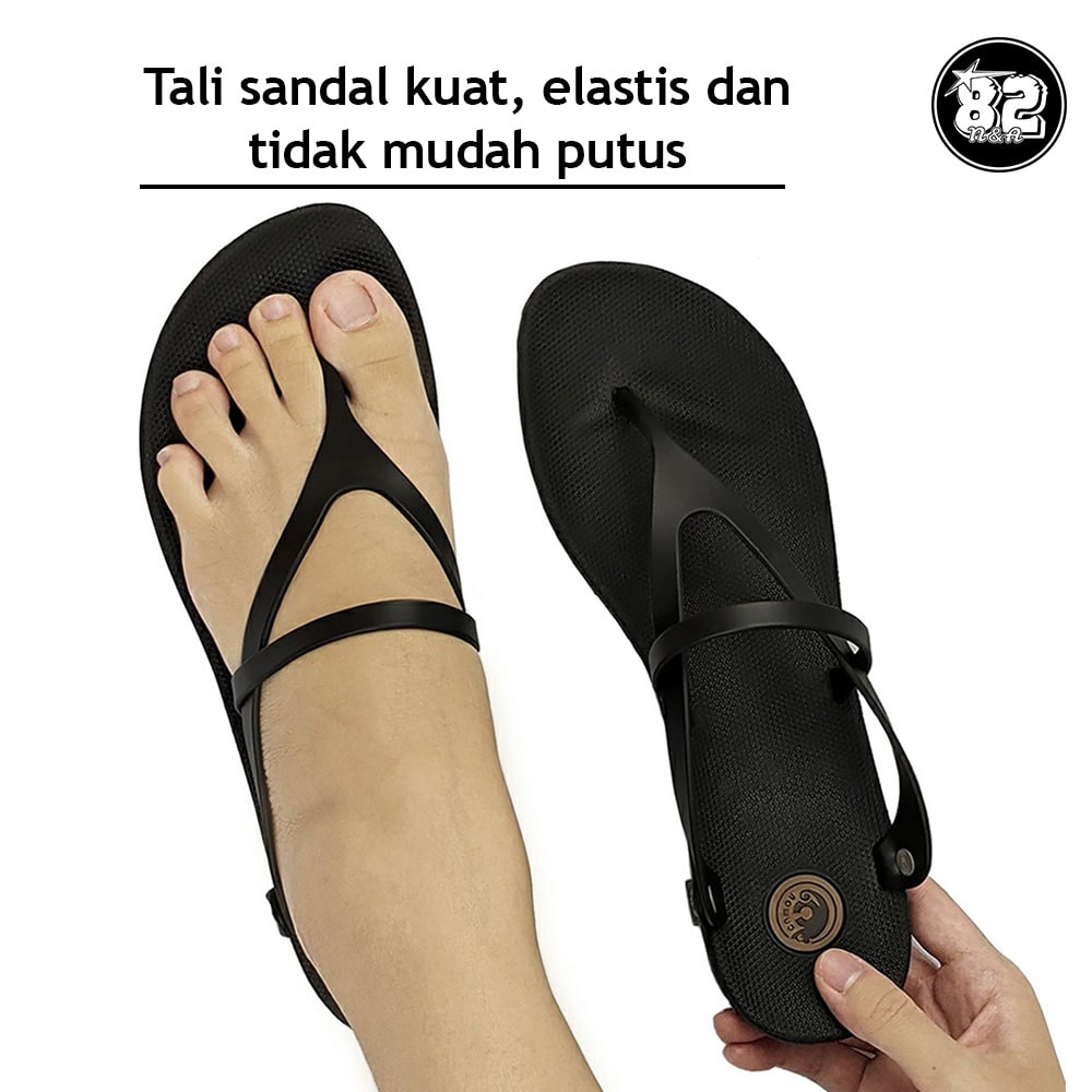 Camou Sendal Sandal Jepit Tali Wanita Bahan Full Karet Original Sabina - Hitam