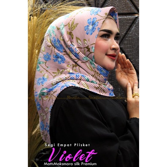 Jilbab Segi Empat Motif Plisket Polycatton Ori Nazilla-Violet Lilac