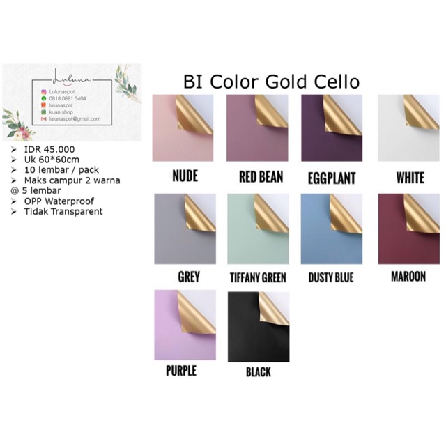 

Luluna / 5 LEMBAR BI Color GOLD #kertasbunga #wrappingpaper #kertaskado / wrapping paper MURAH