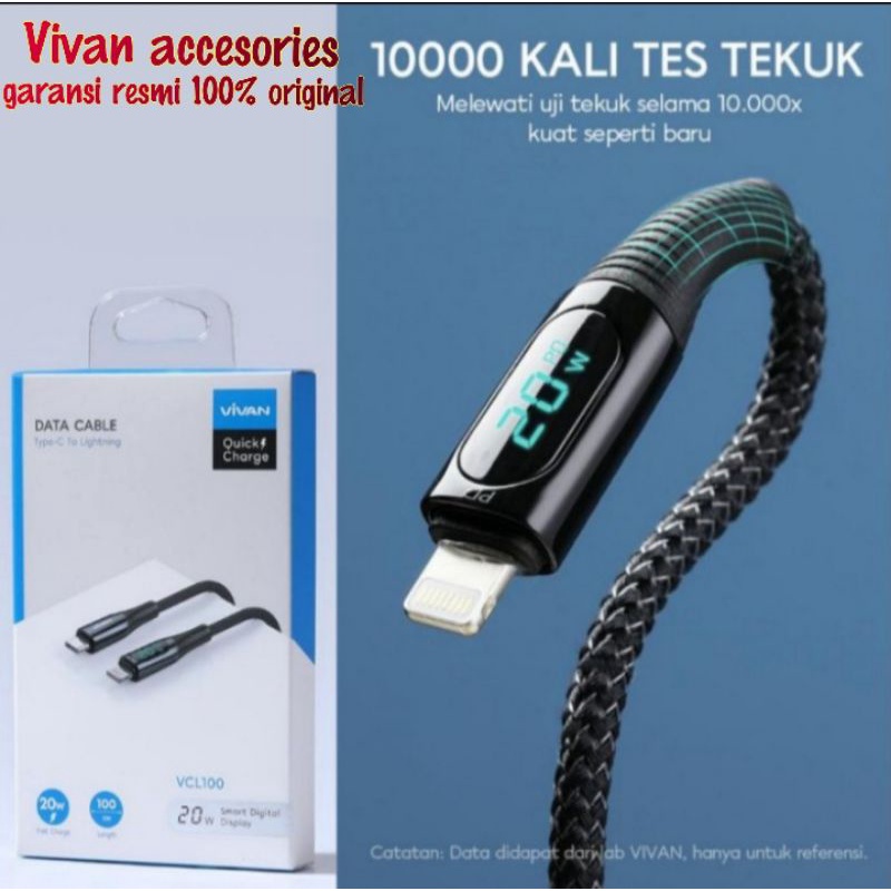 VIVAN VCL100 USB-C to lightning iPhone. Cable Smart Digital Display IPhone