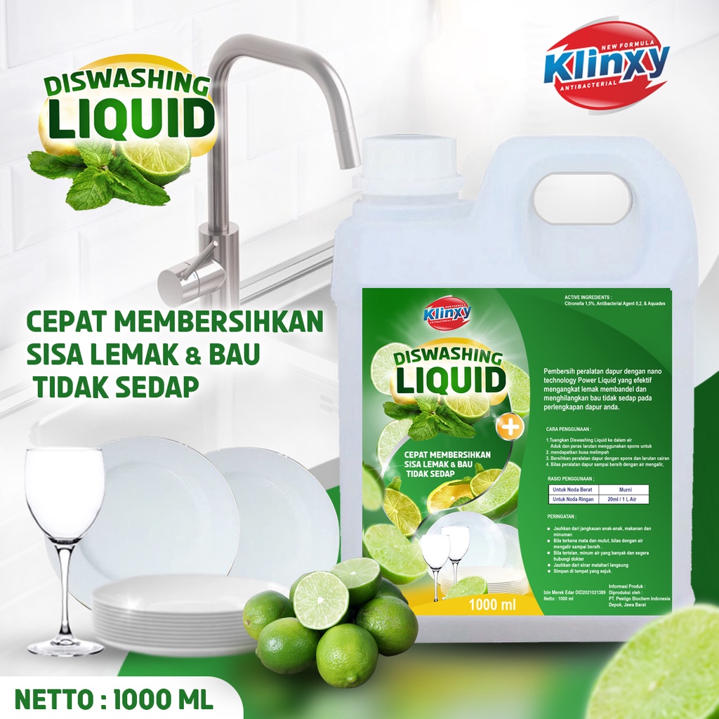 KLINXY Sabun Cuci Piring Diswashing Pencuci Piring Lime 1 Liter