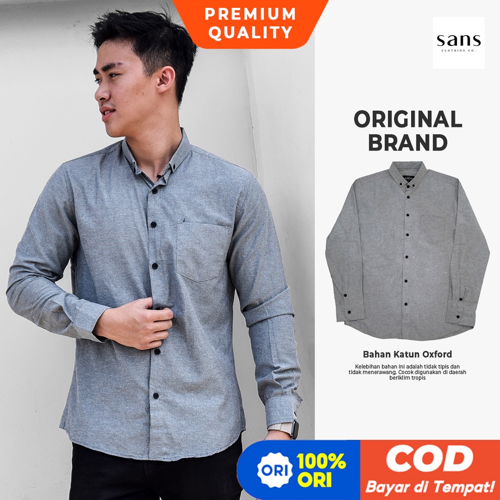 Kemeja Alisan Slim Fit Lengan Panjang Original Hem Kerja Pria Polos Lengan Panjang Bahan Katun Oxfor