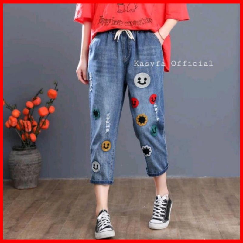 NEW ARRIVAL Emoji baggy jeans wanita high quality