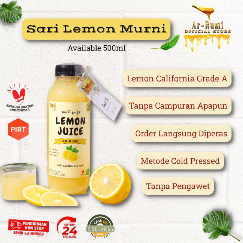 

Sari Lemon 500ml / Air Lemon Murni / Pure lemon Juice Ar Rumi 100%