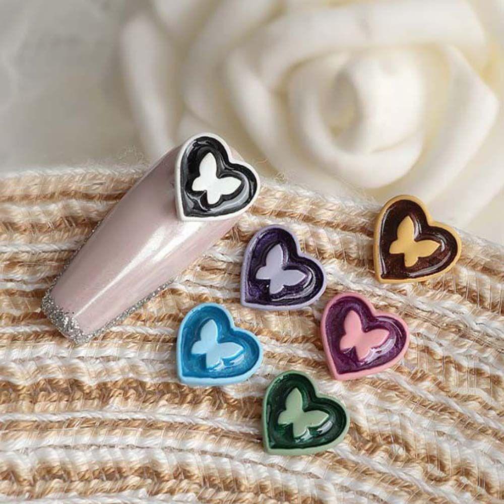 AUGUSTINA Agustina Dekorasi Nail Art 3D DIY Love Heart Butterfly Peach Heart Berlian Imitasi Kuku Halus