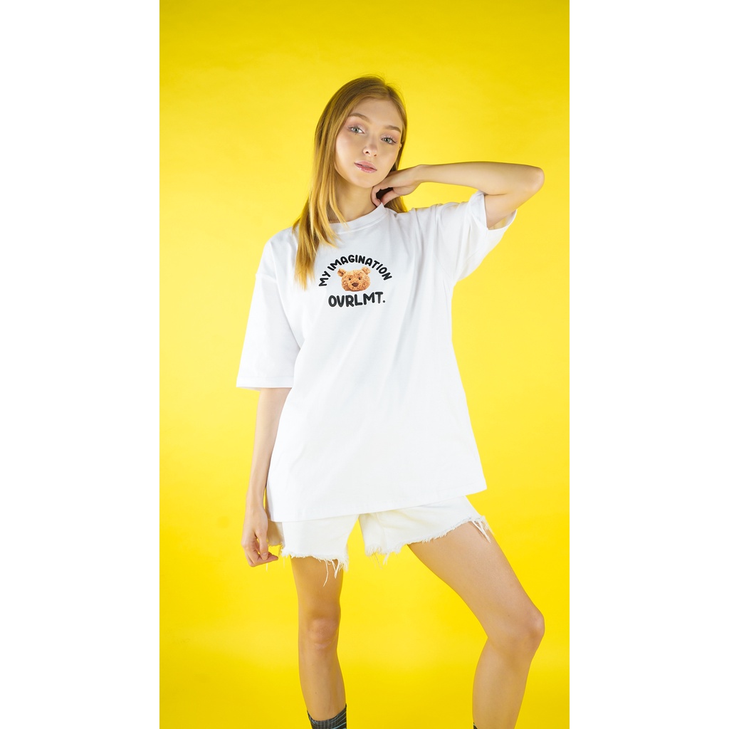 OVERLIMIT WHITE TEDDY IMAGINATION | T-SHIRT OVERSIZE | KAOS OVERSIZE | STREETWEAR | PUTIH