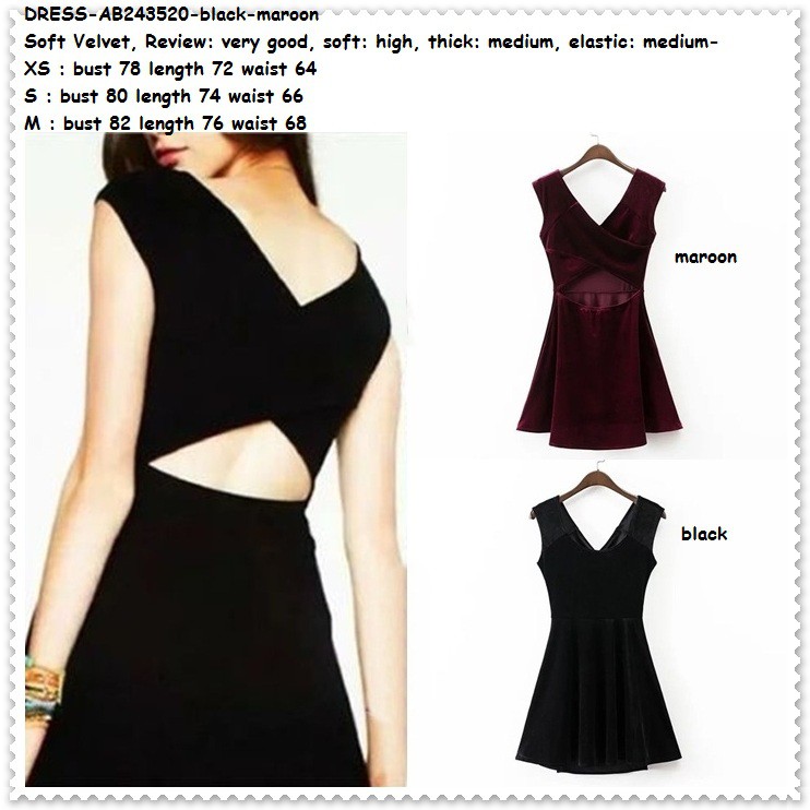 Sexy Open Back Party Mini Dress Gaun Pesta Black Red Maroon Baju Wanita Korea Import Merah Hitam