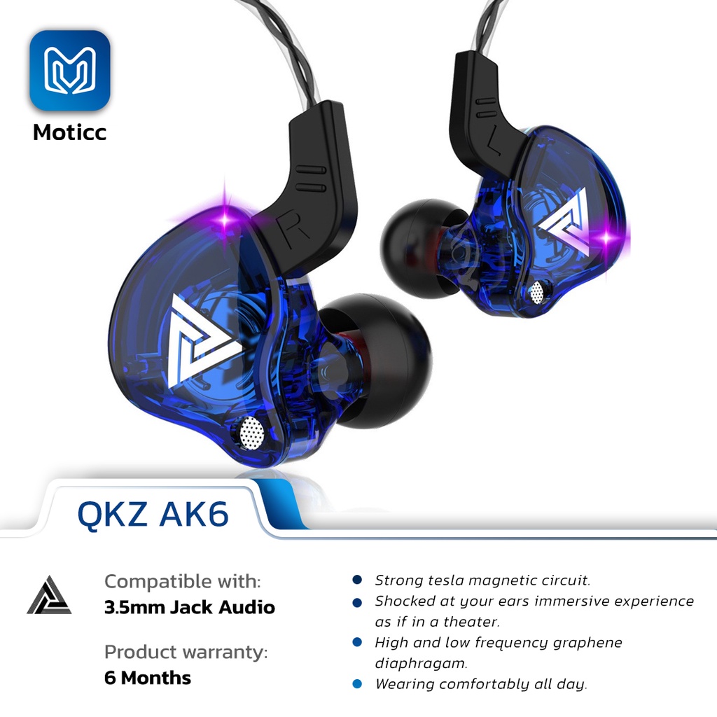 [GARANSI TUKAR BARU] QKZ AK6 Dengan Mic Earphone Sport Dynamic + Subwoofer Bass