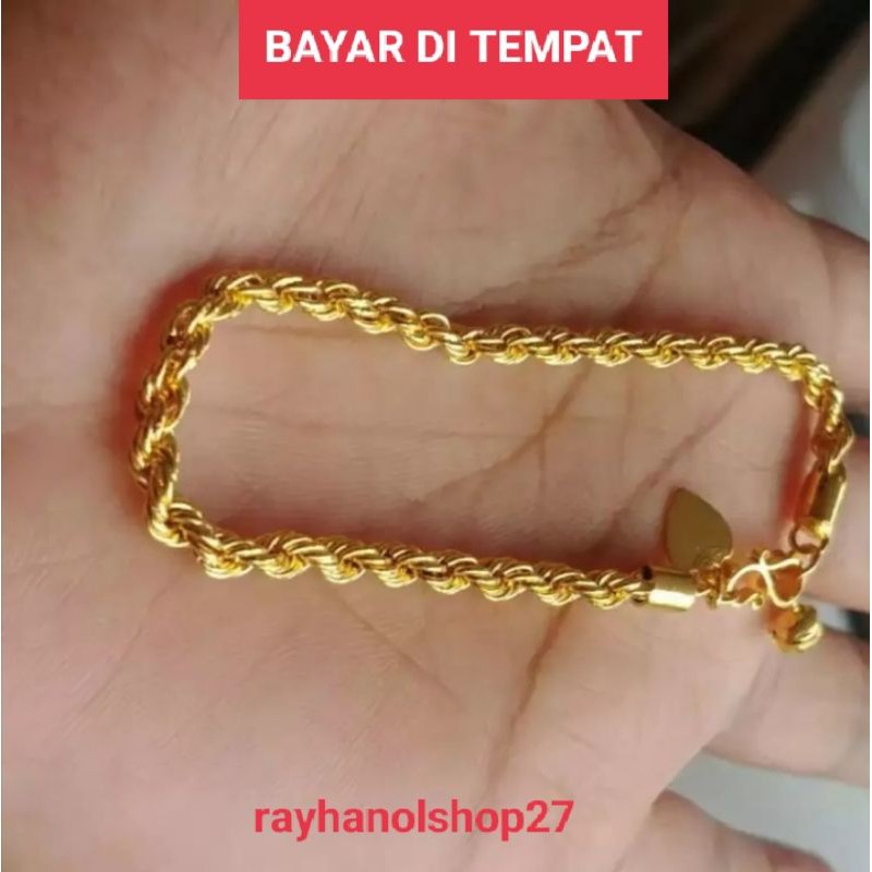 R-0  27 GELANG TAMBANG polos pria wanita elegan lapis emas gold