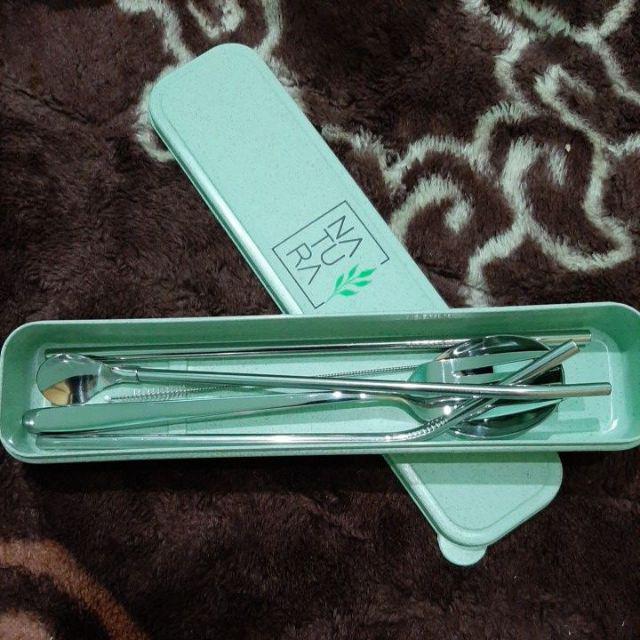 Premium Set Sendok + Garpu / Sedotan Stainless / Stainless Straw