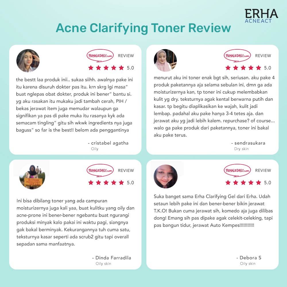 ERHA Toner Wajah Jerawat - ERHA Acne Clarifying Gel AHA BHA Niacinamide