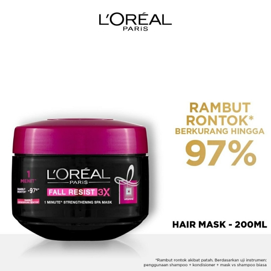 ★ BB ★ L'Oreal Paris Fall Resist 3X Hair Mask Hair Care 200 ml ( Perawatan Untuk Rambut Mudah Patah ) - LOREAL Masker Rambut