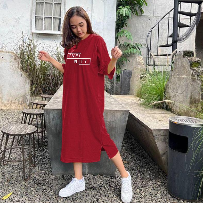 Baju Dress Oversize Tunik Premium INFINITY Oversized Dress Tshirt polos