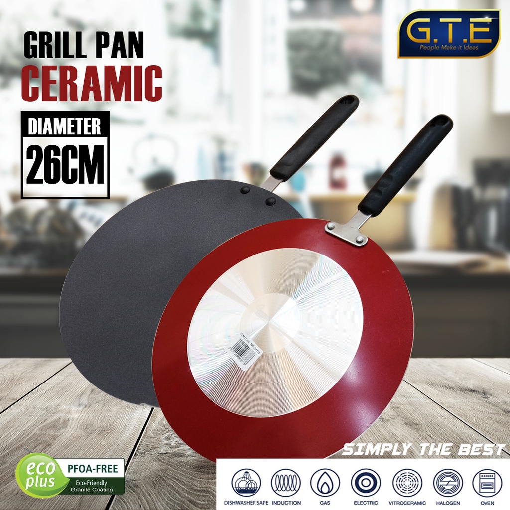 GTE | Teflon Anti Lengket 26 cm Venice Satay Pan Ceper Untuk Crepes / wajan datar pemanggang sate / martabak Satay Pan