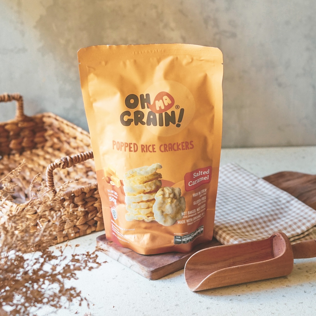 Oh Ma Grain, Organic Brown Rice Cakes Salted Caramel 50 gr