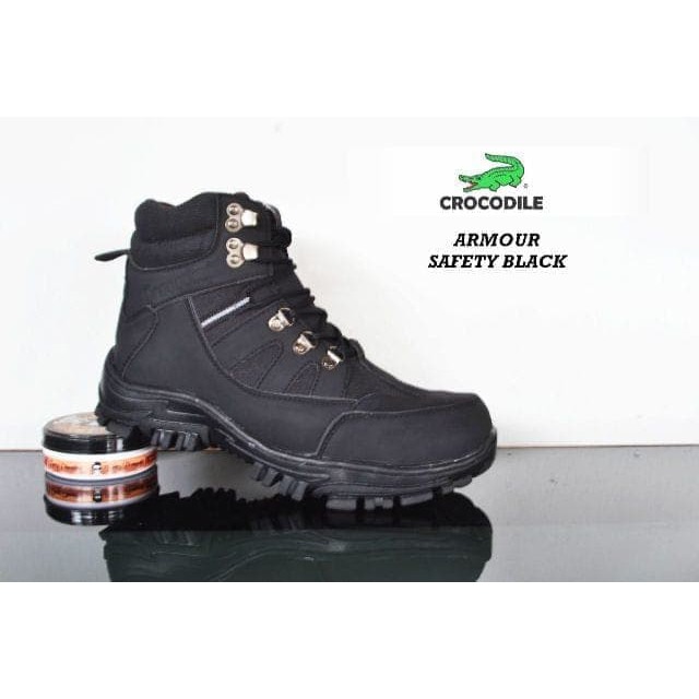 Sepatu Safety Ujung Besi Proyek Kerja Lapangan Crocodile Endure Coklat PDL DELTA Tracking Touring
