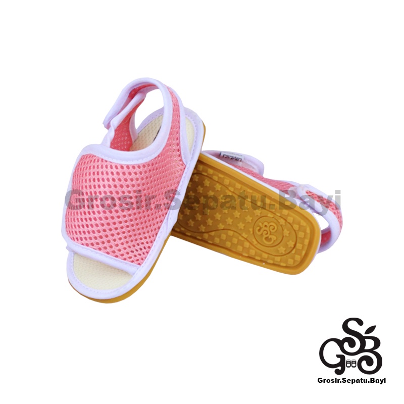 sendal bayi sepatu bayi sandal bayi  laki laki perempuan prewalker bayi  umur 2 - 12 bulan model casual S05 polos PINK ringan  fleksibel &amp; Anti Slip