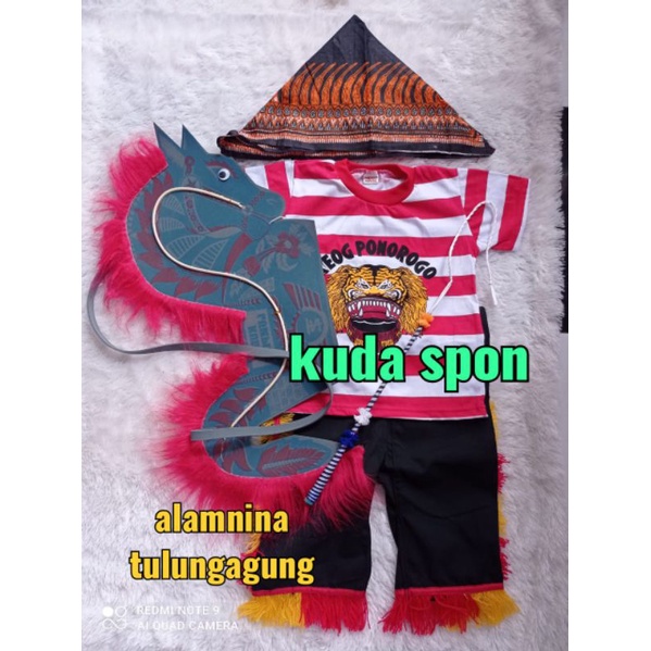 Kaos reog kuda lumping 55cm cambuk  udeng celana barongan komplit