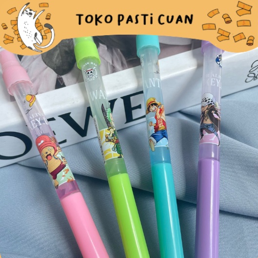 pulpen bolpen semprotan handsanitizer karakter one peace anime keperluan anak sekolah pen lucu imut 