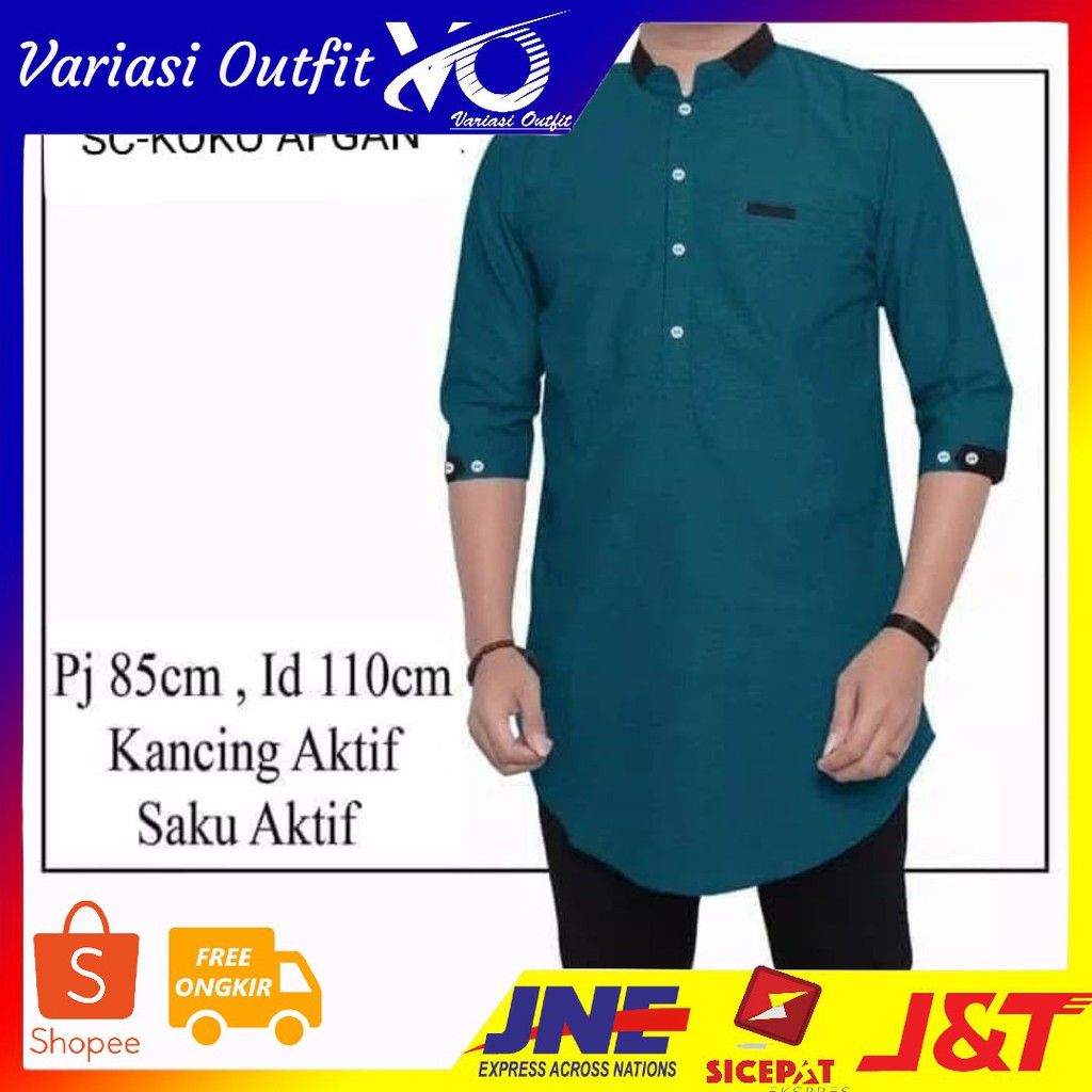 [KOKO AFGAN TOSCA SC] Baju koko pria katun hijau tosca