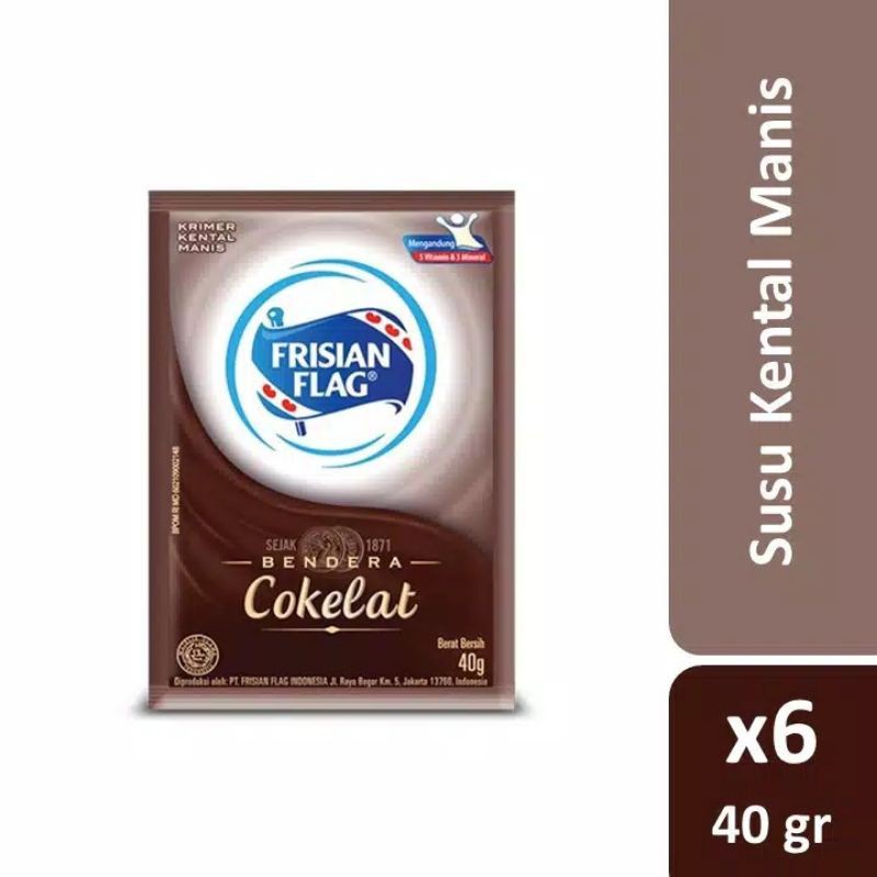 Frisian Flag Bendera Susu Kental Manis Coklat Sachet 40gr (isi 6)