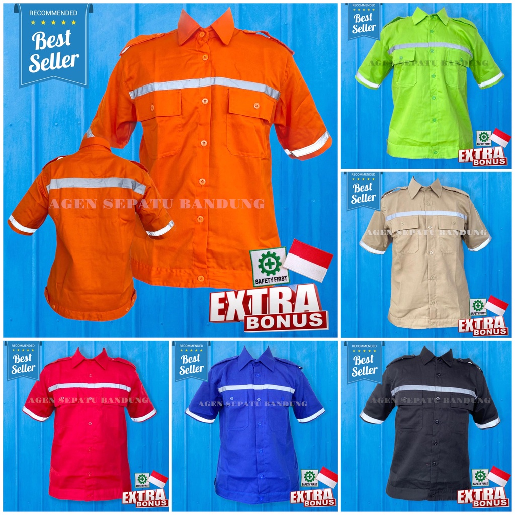 Wearpack Safety Lengan Pendek Baju Seragam Kerja Proyek Safety K3 Lengkap