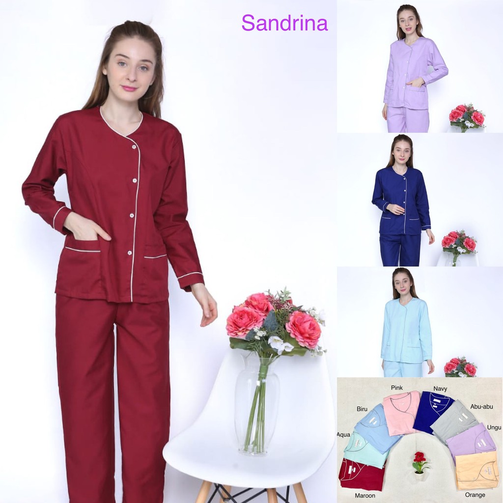 [SANDRINA] Baju seragam suster ( Lengan panjang )/ Seragam baby sitter/ Seragam klinik