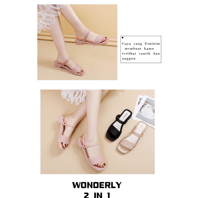 Wonderly Sandal Tali Wanita Wedges 713-2 PVC