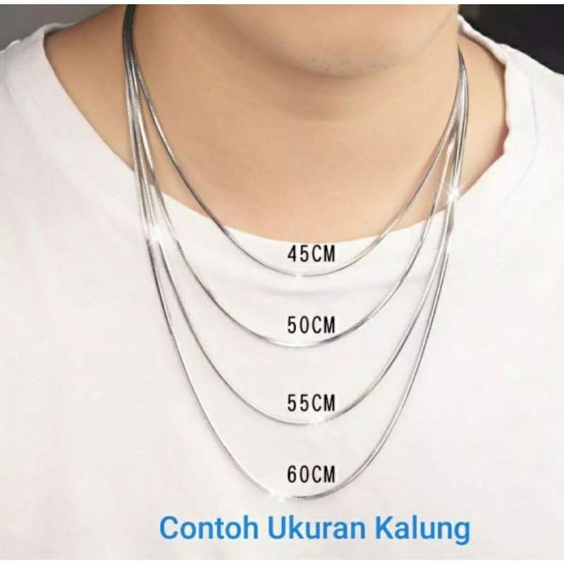 Kalung titanium asli JJ-23 uk45-60Cm 4mm anti karat